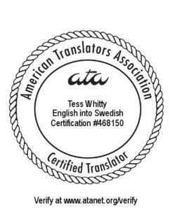 English to Swedish Translator Certification Stamp