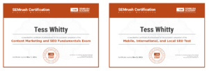 SEMrush certificate